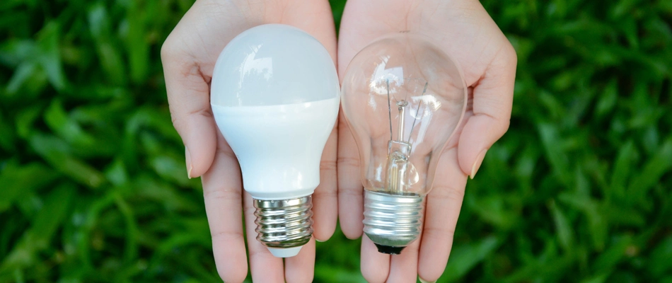 LED light bulb in a hand in Collierville, TN.